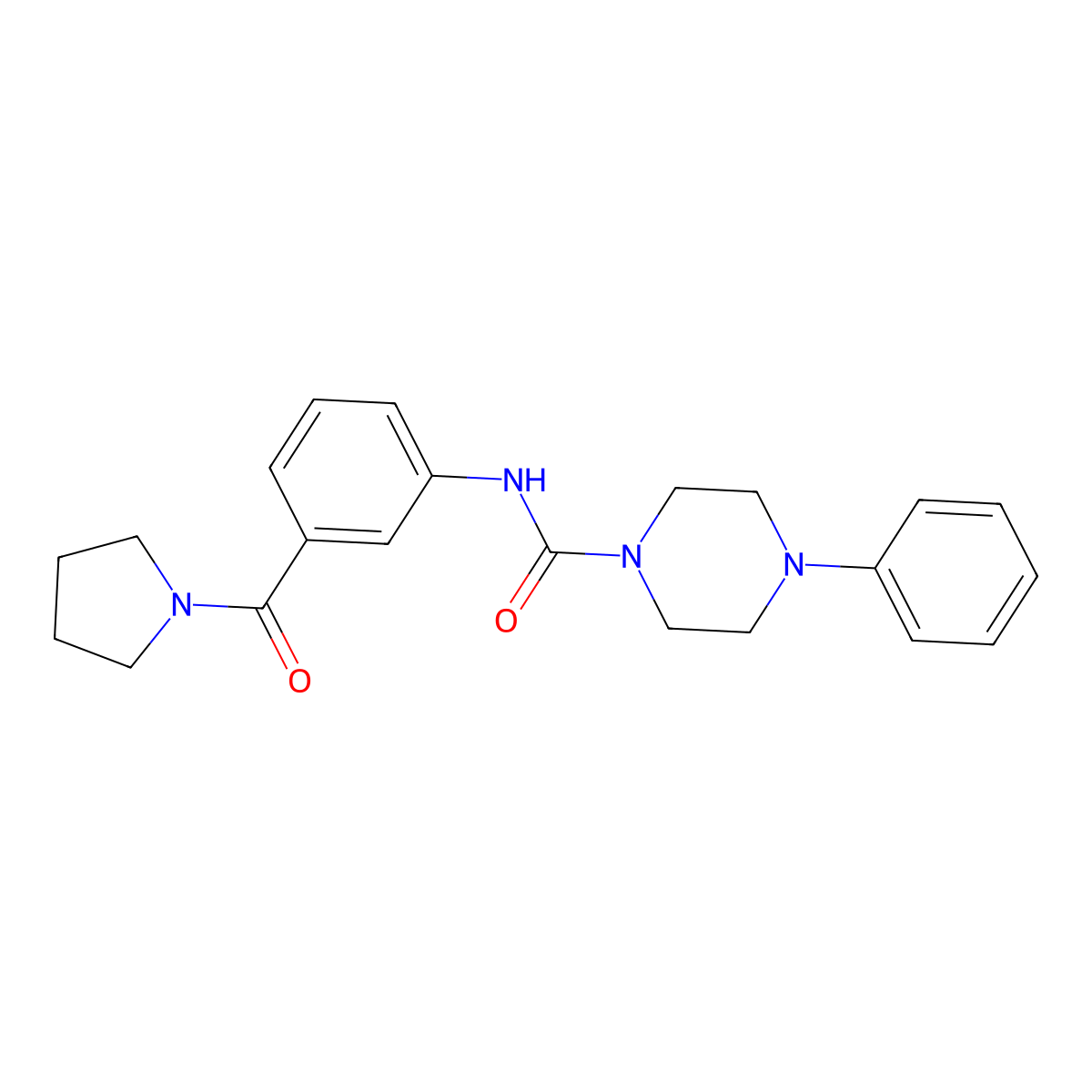 4-phenyl-N-[3-(pyrrolidin-1-ylcarbonyl)phenyl]piperazine-1-carboxamide molecular structure, CAS 1324057-21-7