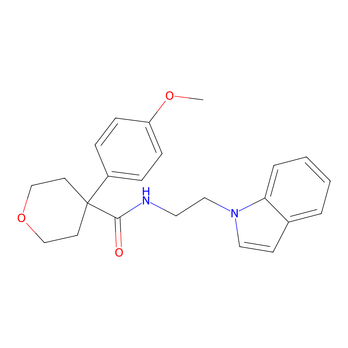 N-[2-(1H-indol-1-yl)ethyl]-4-(4-methoxyphenyl)tetrahydro-2H-pyran-4-carboxamide molecular structure, CAS 1324057-61-5
