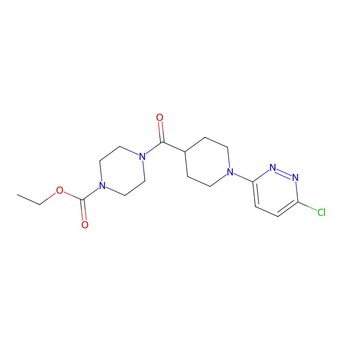 Ethyl 4-{[1-(6-chloropyridazin-3-yl)piperidin-4-yl]carbonyl}piperazine-1-carboxylate molecular structure, CAS 1324057-64-8