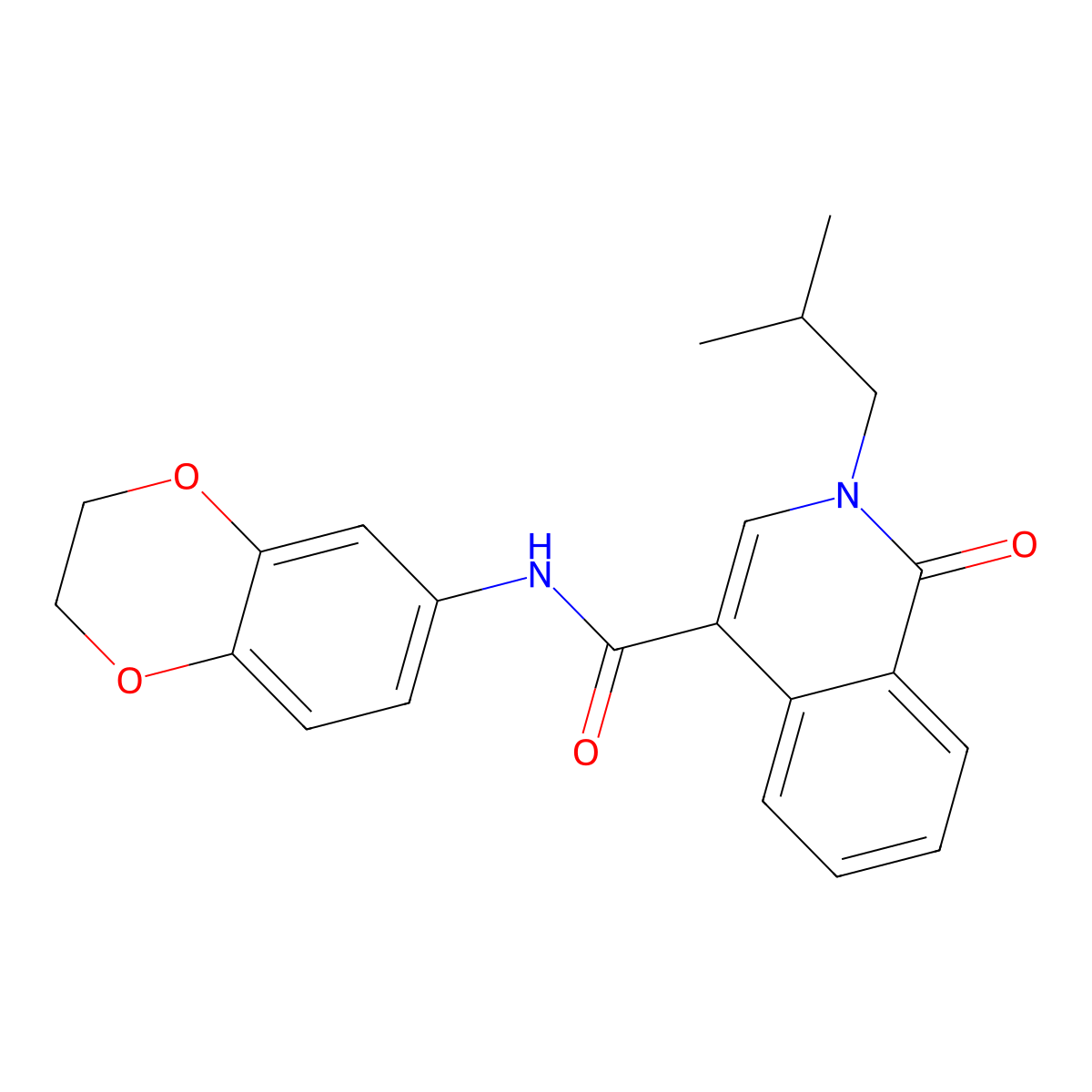 N-(2,3-dihydro-1,4-benzodioxin-6-yl)-2-(2-methylpropyl)-1-oxo-1,2-dihydroisoquinoline-4-carboxamide molecular structure, CAS 1324057-66-0