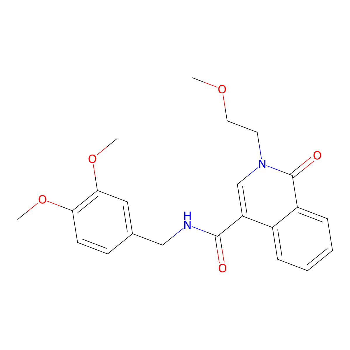 N-(3,4-dimethoxybenzyl)-2-(2-methoxyethyl)-1-oxo-1,2-dihydroisoquinoline-4-carboxamide molecular structure, CAS 1324057-75-1
