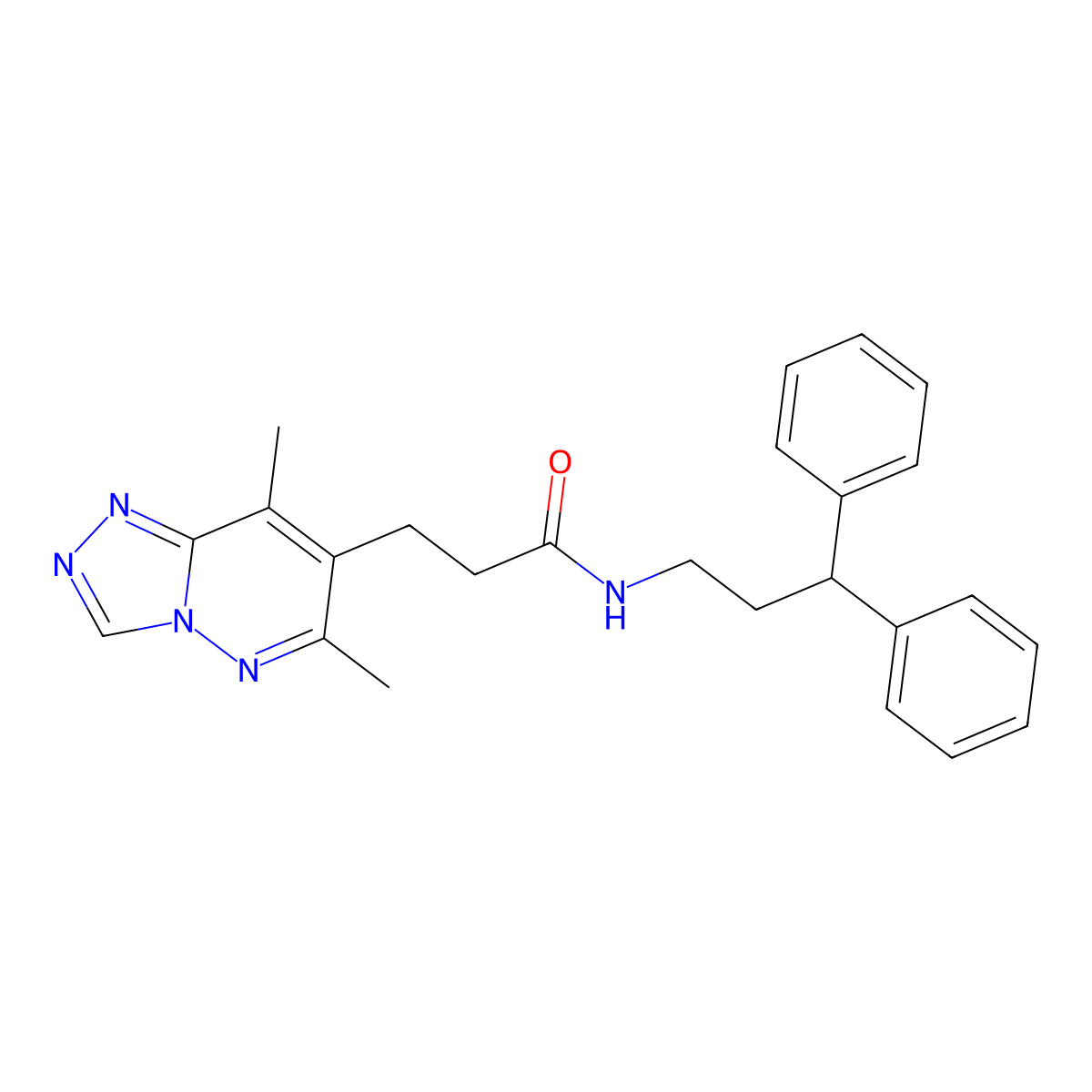 3-(6,8-dimethyl[1,2,4]triazolo[4,3-b]pyridazin-7-yl)-N-(3,3-diphenylpropyl)propanamide molecular structure, CAS 1324057-78-4
