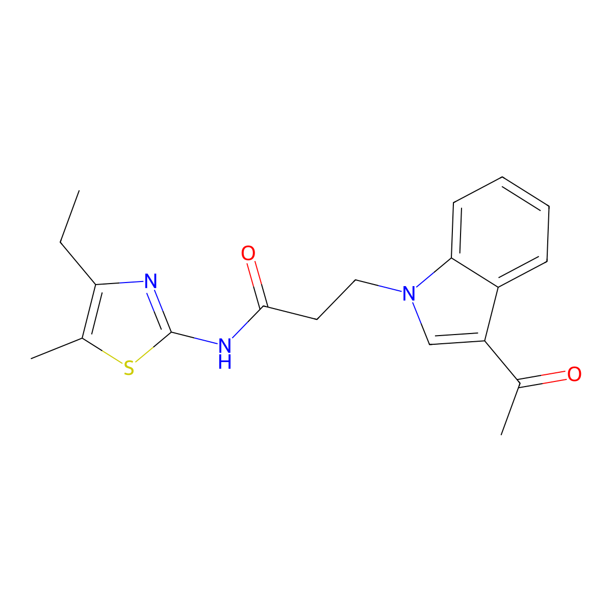 3-(3-acetyl-1H-indol-1-yl)-N-(4-ethyl-5-methylthiazol-2-yl)propanamide molecular structure, CAS 1324057-79-5