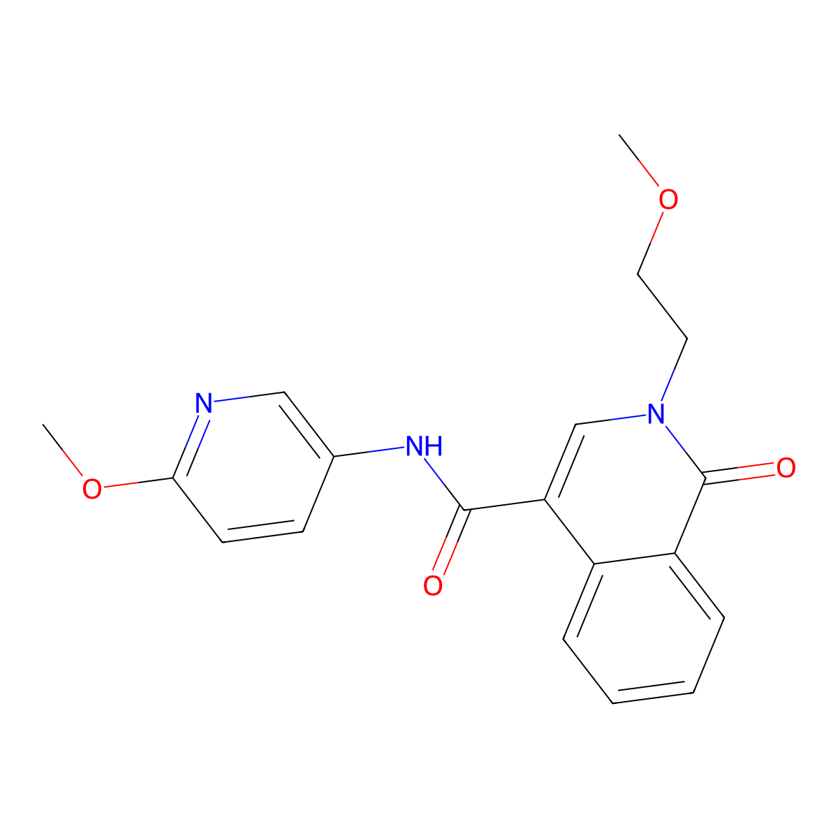 2-(2-methoxyethyl)-N-(6-methoxypyridin-3-yl)-1-oxo-1,2-dihydroisoquinoline-4-carboxamide molecular structure, CAS 1324057-84-2