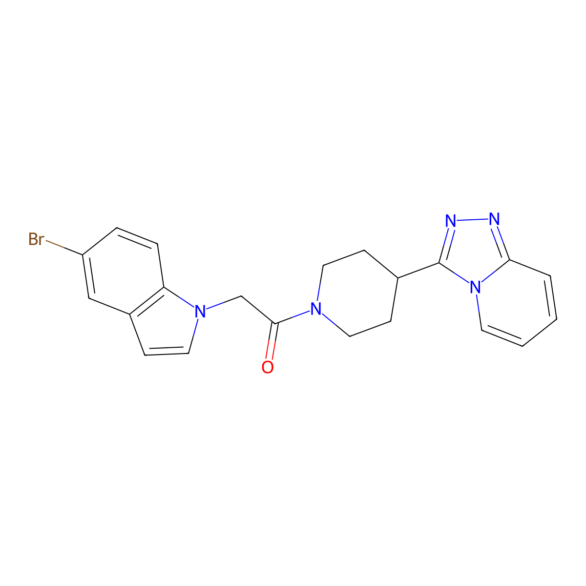 2-(5-bromo-1H-indol-1-yl)-1-[4-([1,2,4]triazolo[4,3-a]pyridin-3-yl)piperidin-1-yl]ethanone molecular structure, CAS 1324057-94-4