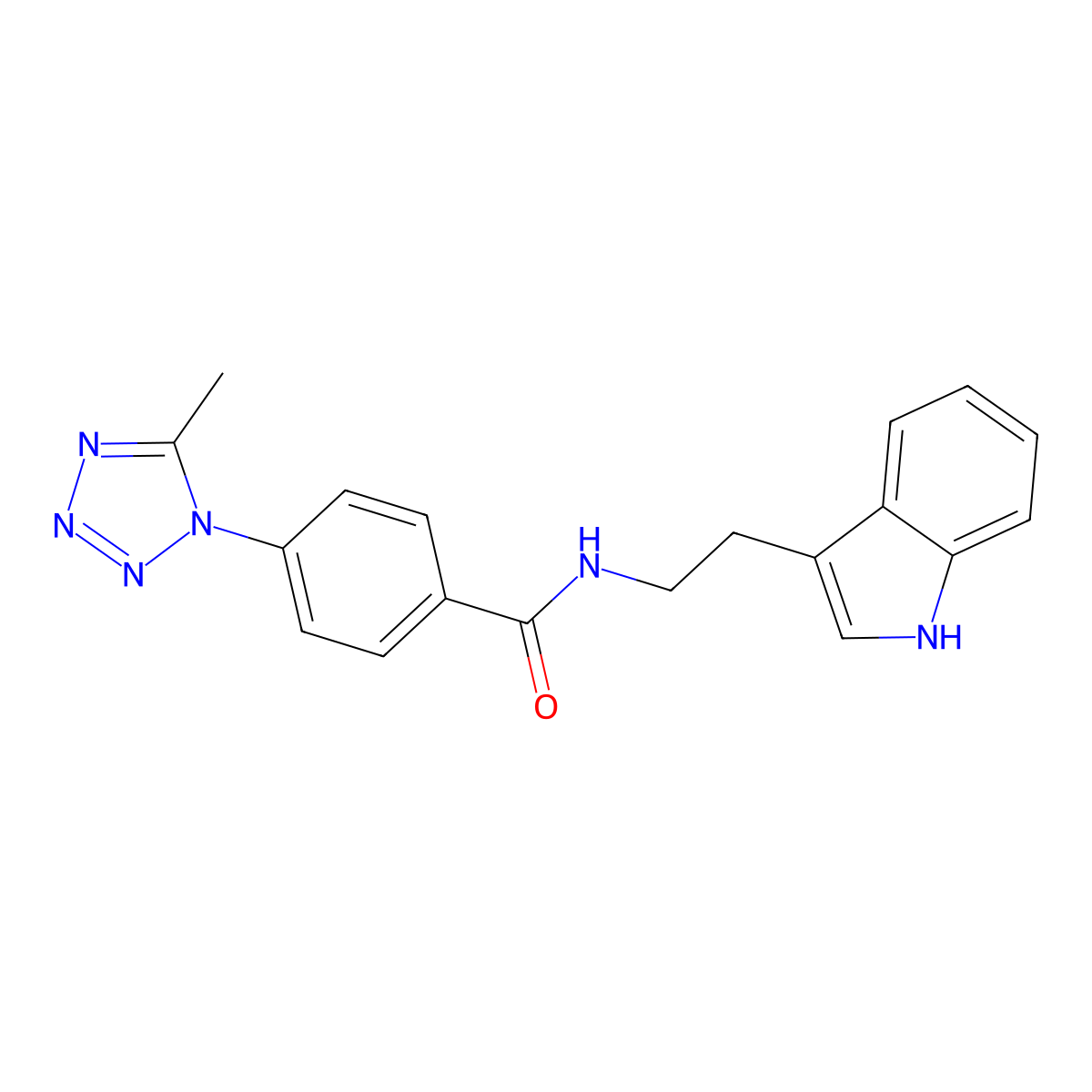 N-[2-(1H-indol-3-yl)ethyl]-4-(5-methyl-1H-tetrazol-1-yl)benzamide molecular structure, CAS 1324057-98-8