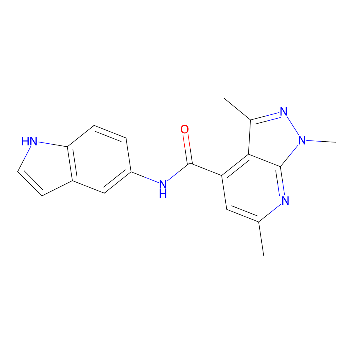 N-(1H-indol-5-yl)-1,3,6-trimethyl-1H-pyrazolo[3,4-b]pyridine-4-carboxamide molecular structure, CAS 1324058-06-1