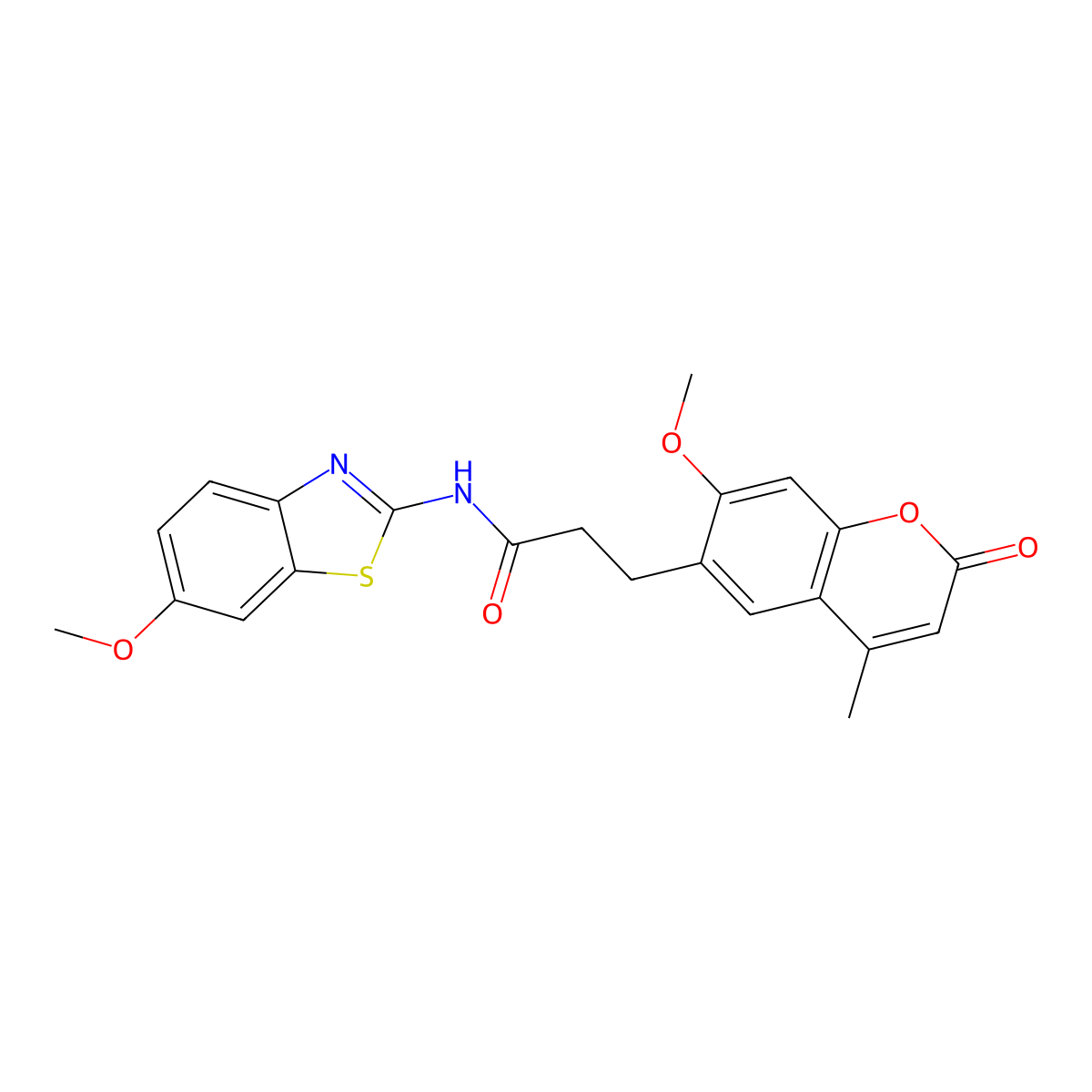 N-(6-methoxy-1,3-benzothiazol-2-yl)-3-(7-methoxy-4-methyl-2-oxo-2H-chromen-6-yl)propanamide molecular structure, CAS 1324058-14-1