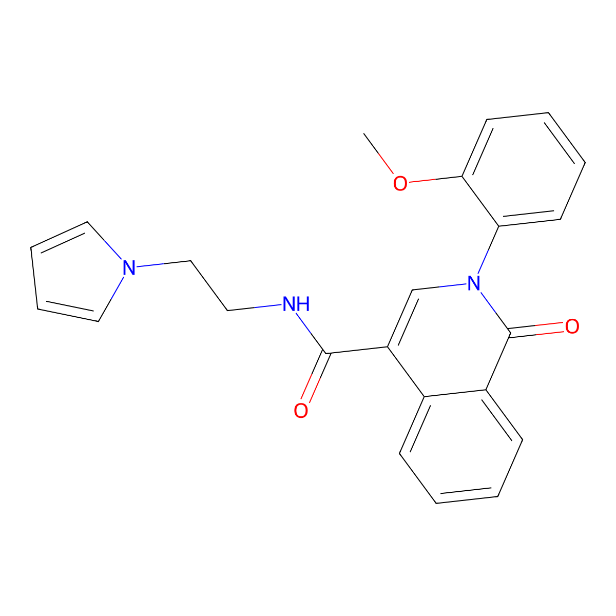2-(2-methoxyphenyl)-1-oxo-N-[2-(1H-pyrrol-1-yl)ethyl]-1,2-dihydroisoquinoline-4-carboxamide molecular structure, CAS 1324058-18-5