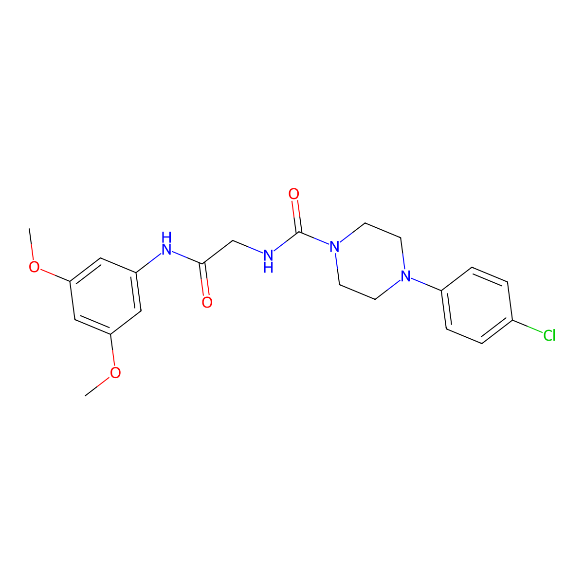 4-(4-chlorophenyl)-N-{2-[(3,5-dimethoxyphenyl)amino]-2-oxoethyl}piperazine-1-carboxamide molecular structure, CAS 1324058-35-6