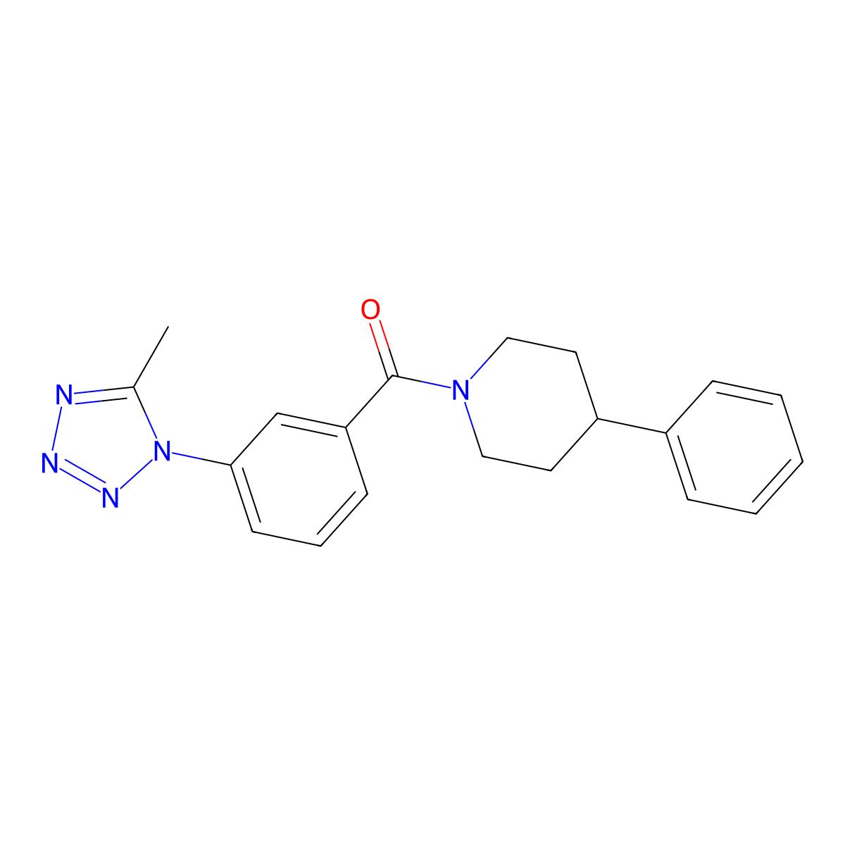 [3-(5-methyl-1H-tetrazol-1-yl)phenyl](4-phenylpiperidin-1-yl)methanone molecular structure, CAS 1324058-43-6
