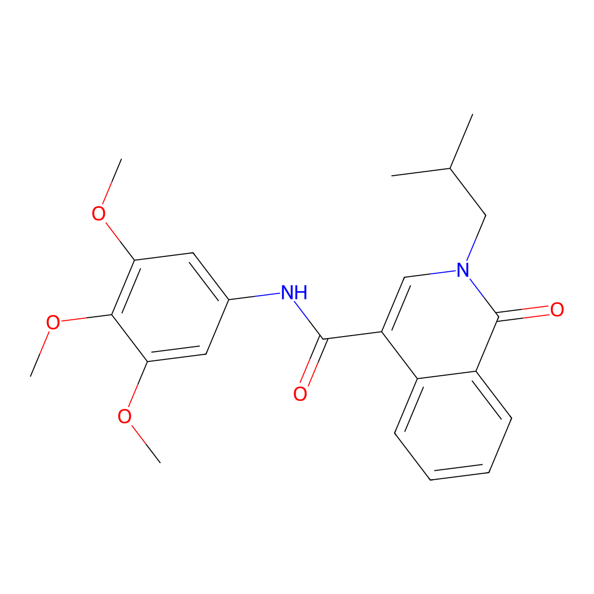 2-(2-methylpropyl)-1-oxo-N-(3,4,5-trimethoxyphenyl)-1,2-dihydroisoquinoline-4-carboxamide molecular structure, CAS 1324058-48-1