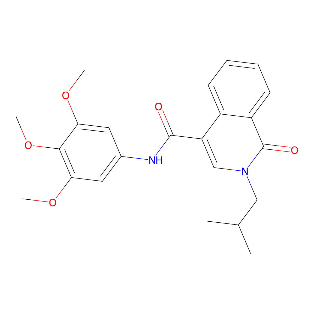 2-(2-methylpropyl)-1-oxo-N-(3,4,5-trimethoxyphenyl)-1,2-dihydroisoquinoline-4-carboxamide molecular structure, CAS 1324058-48-1