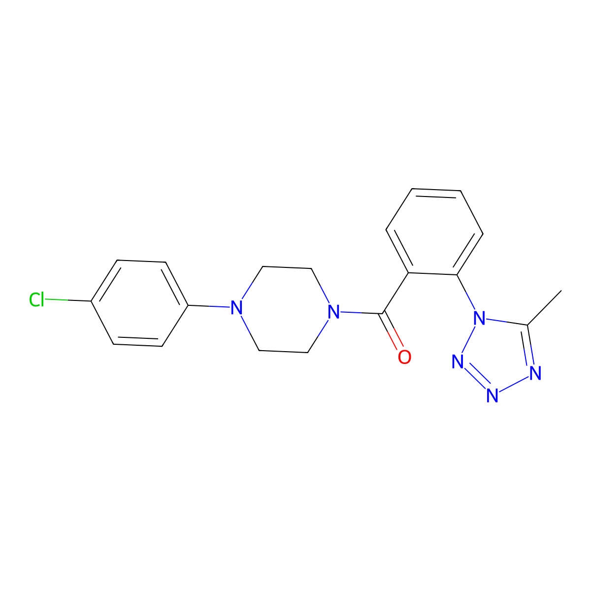 [4-(4-chlorophenyl)piperazin-1-yl][2-(5-methyl-1H-tetrazol-1-yl)phenyl]methanone molecular structure, CAS 1324058-54-9