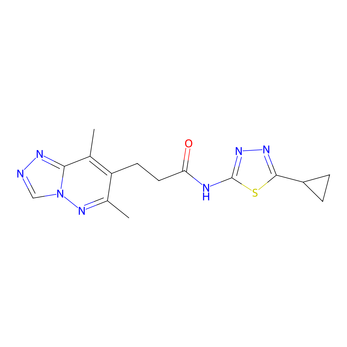 N-(5-cyclopropyl-1,3,4-thiadiazol-2-yl)-3-(6,8-dimethyl[1,2,4]triazolo[4,3-b]pyridazin-7-yl)propanamide molecular structure, CAS 1324058-87-8