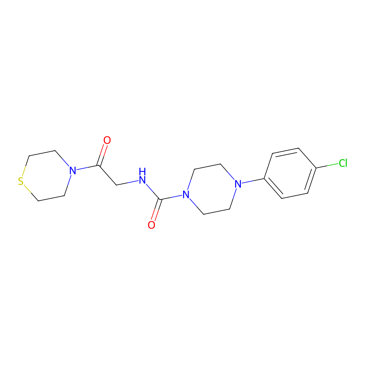 4-(4-chlorophenyl)-N-[2-oxo-2-(thiomorpholin-4-yl)ethyl]piperazine-1-carboxamide molecular structure, CAS 1324058-92-5