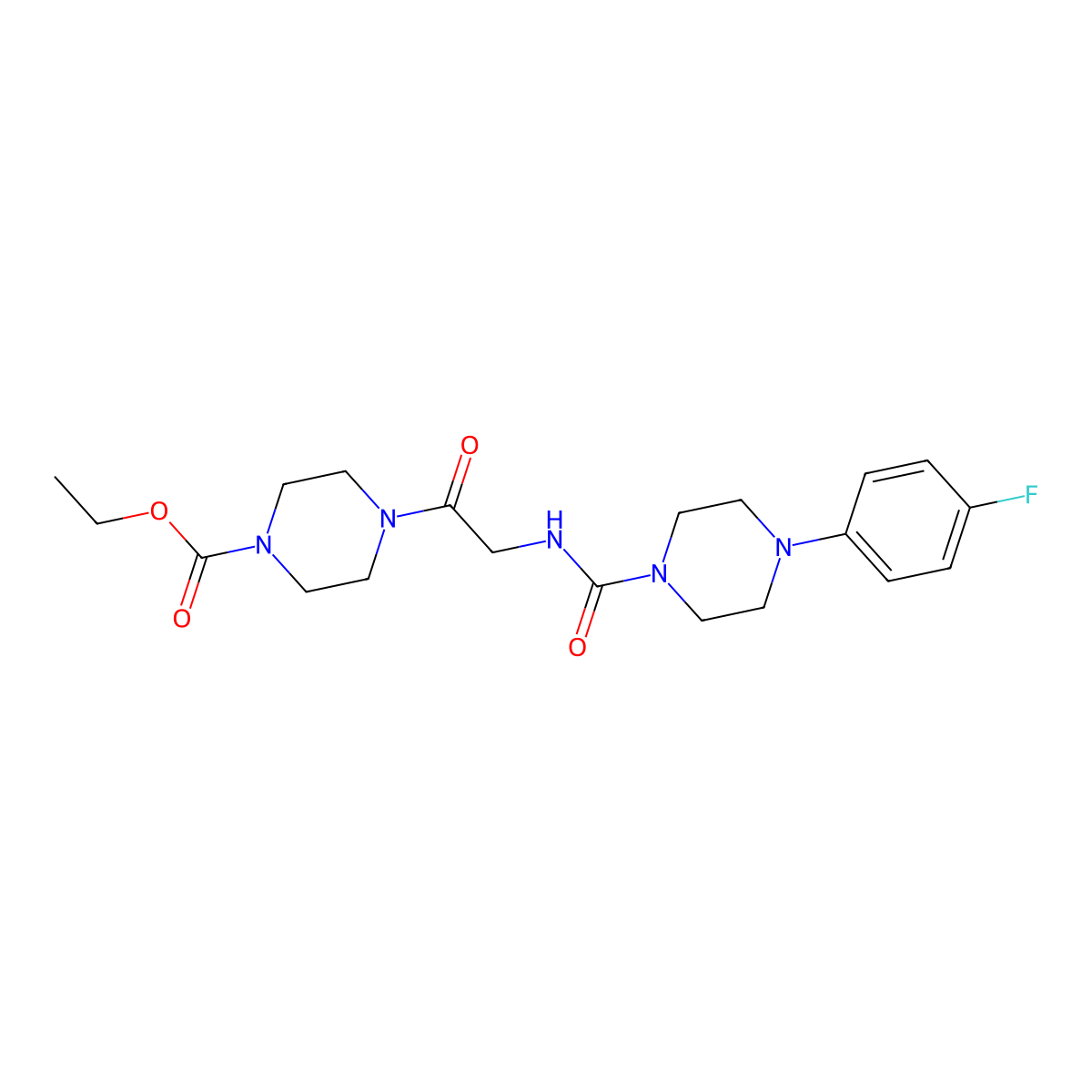 ethyl 4-(N-{[4-(4-fluorophenyl)piperazin-1-yl]carbonyl}glycyl)piperazine-1-carboxylate molecular structure, CAS 1324059-12-2