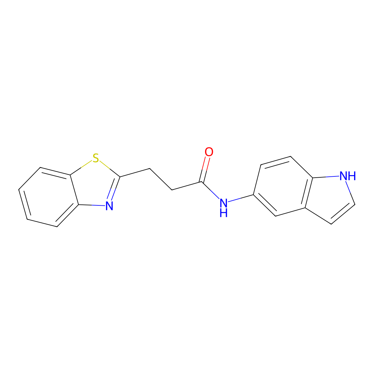 3-(1,3-benzothiazol-2-yl)-N-(1H-indol-5-yl)propanamide molecular structure, CAS 1324059-15-5