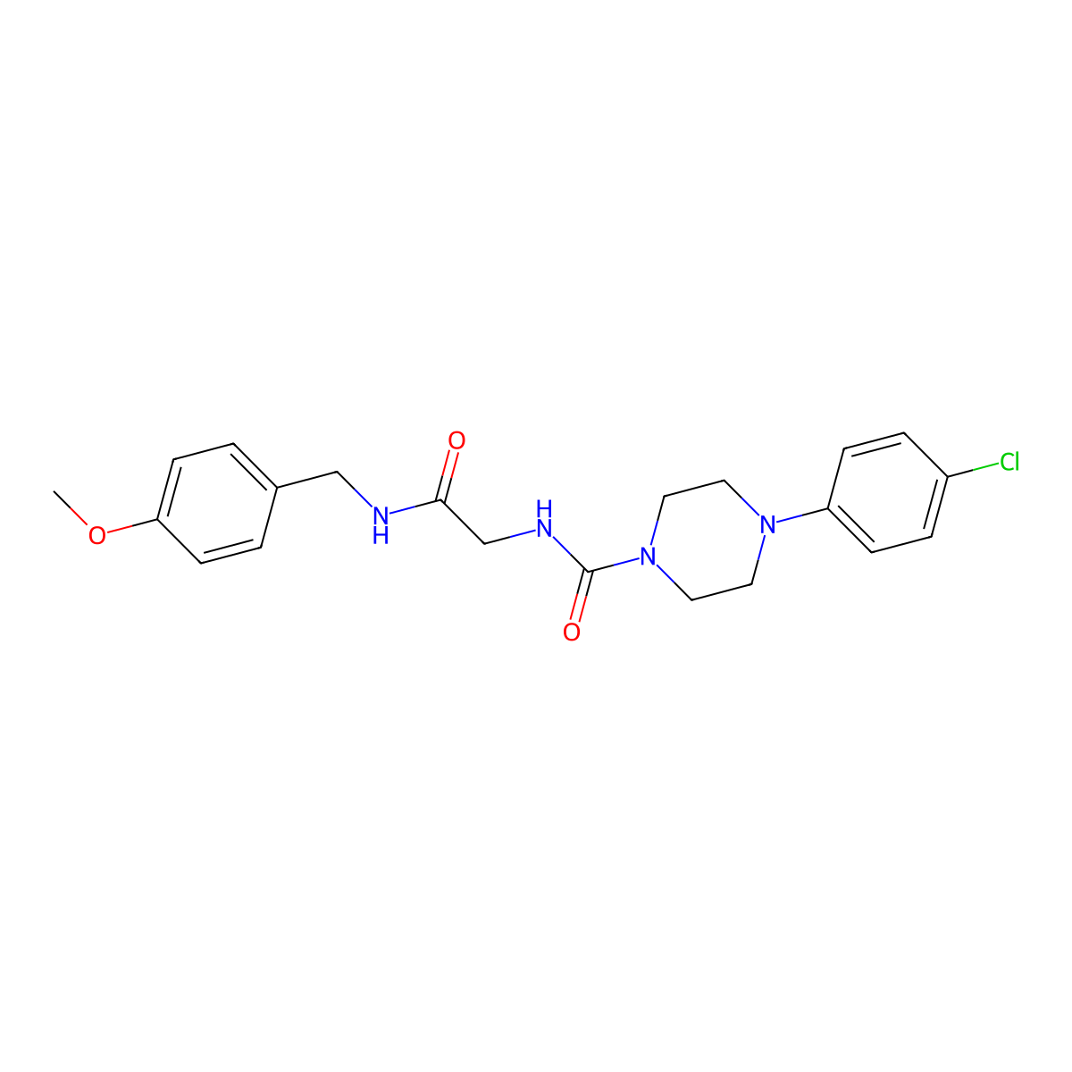 4-(4-chlorophenyl)-N-{2-[(4-methoxybenzyl)amino]-2-oxoethyl}piperazine-1-carboxamide molecular structure, CAS 1324059-18-8