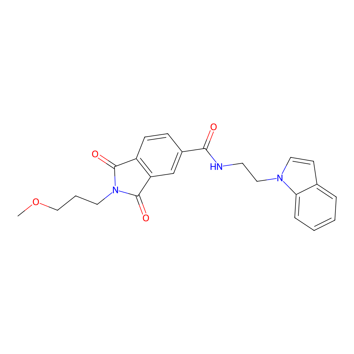 N-[2-(1H-indol-1-yl)ethyl]-2-(3-methoxypropyl)-1,3-dioxo-2,3-dihydro-1H-isoindole-5-carboxamide molecular structure, CAS 1324059-37-1