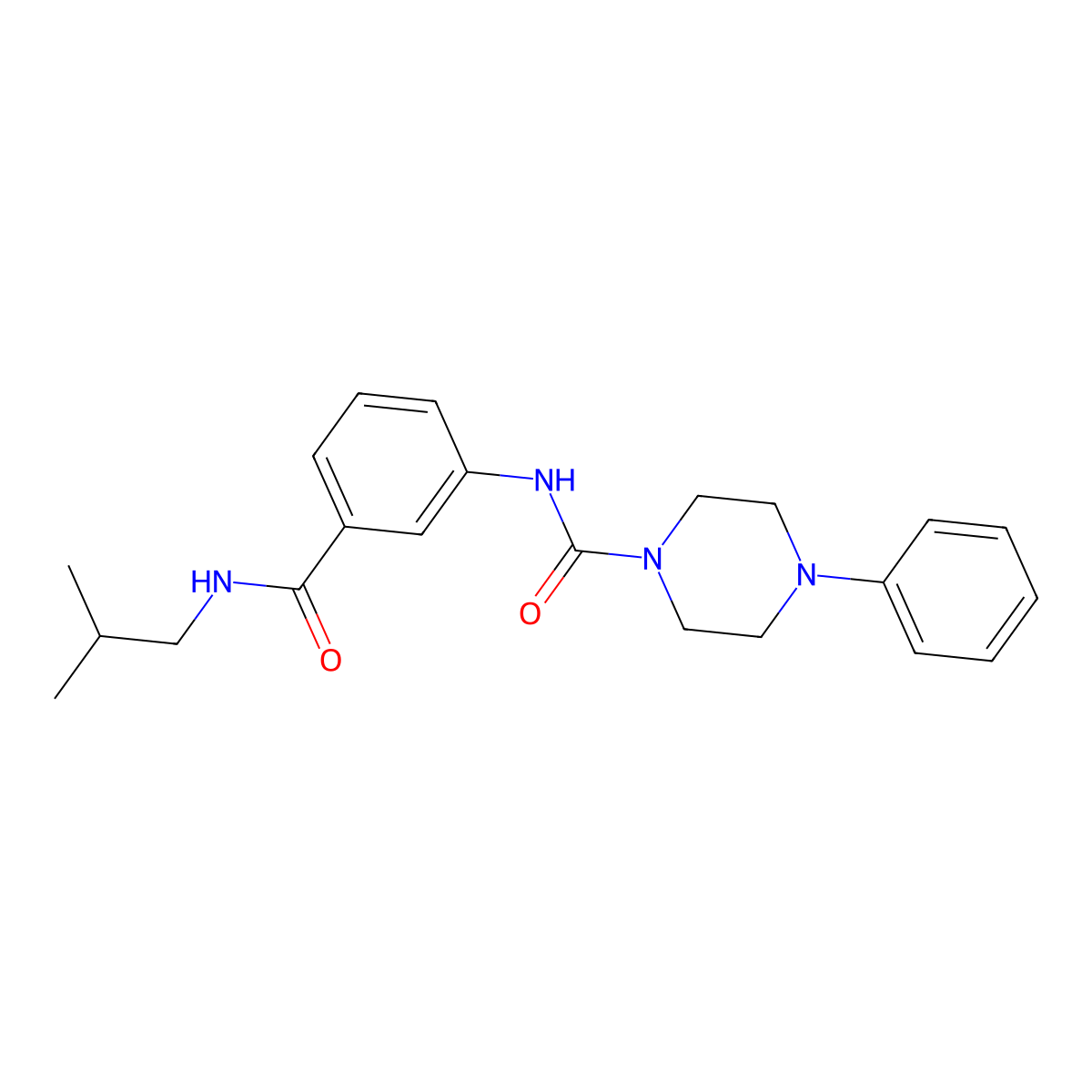 N-{3-[(2-methylpropyl)carbamoyl]phenyl}-4-phenylpiperazine-1-carboxamide molecular structure, CAS 1324059-42-8