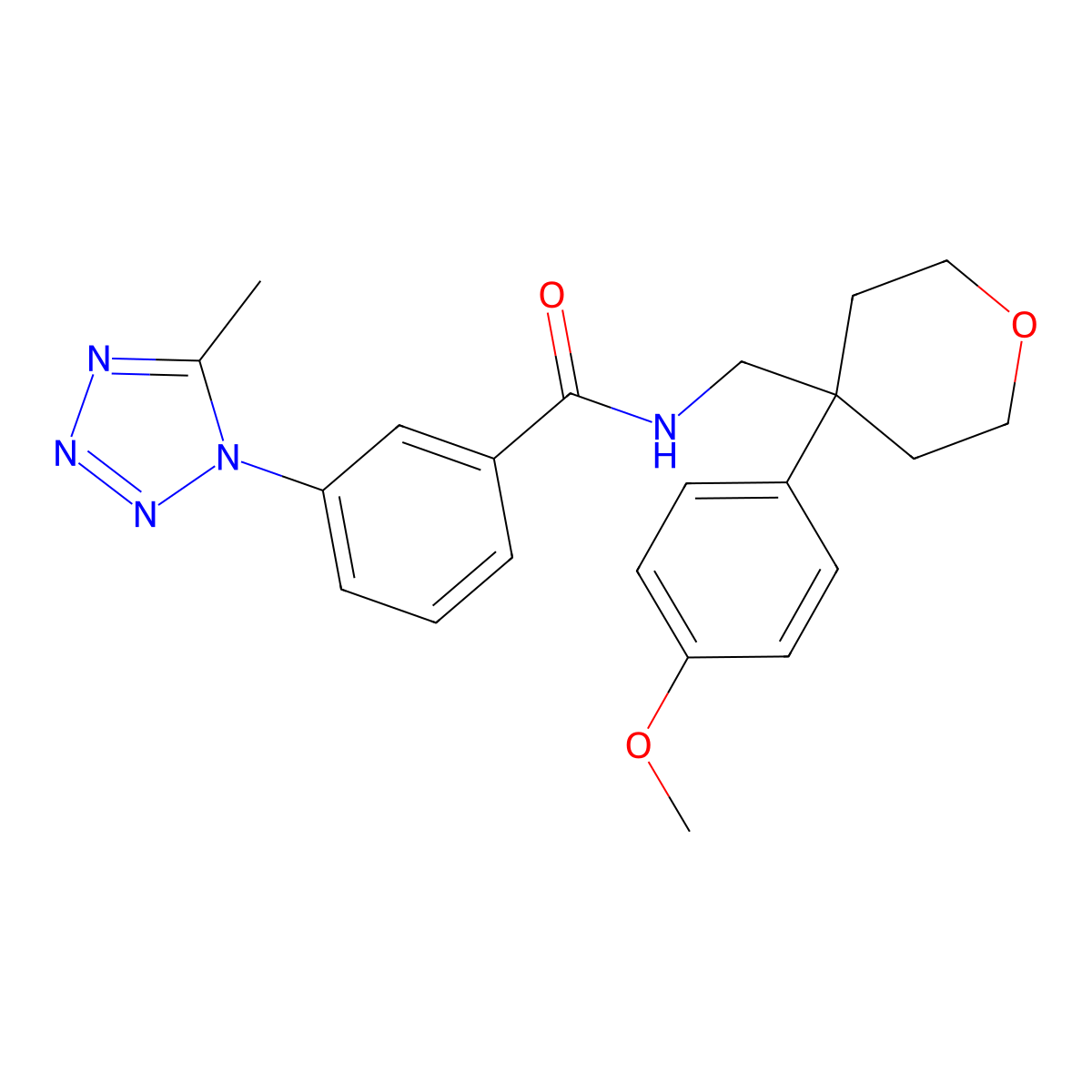 N-{[4-(4-methoxyphenyl)tetrahydro-2H-pyran-4-yl]methyl}-3-(5-methyl-1H-tetrazol-1-yl)benzamide molecular structure, CAS 1324059-50-8