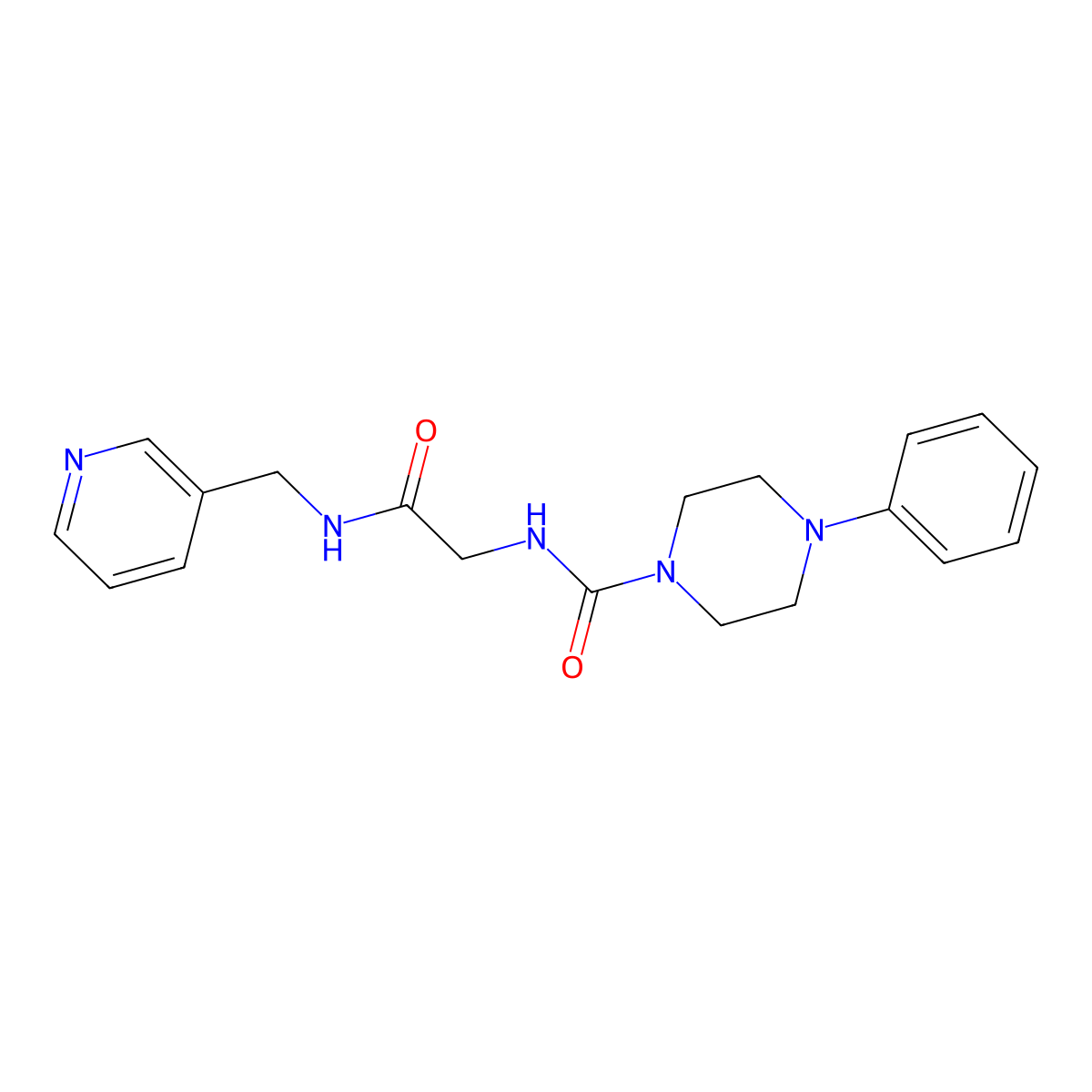 N-{2-oxo-2-[(pyridin-3-ylmethyl)amino]ethyl}-4-phenylpiperazine-1-carboxamide molecular structure, CAS 1324059-54-2
