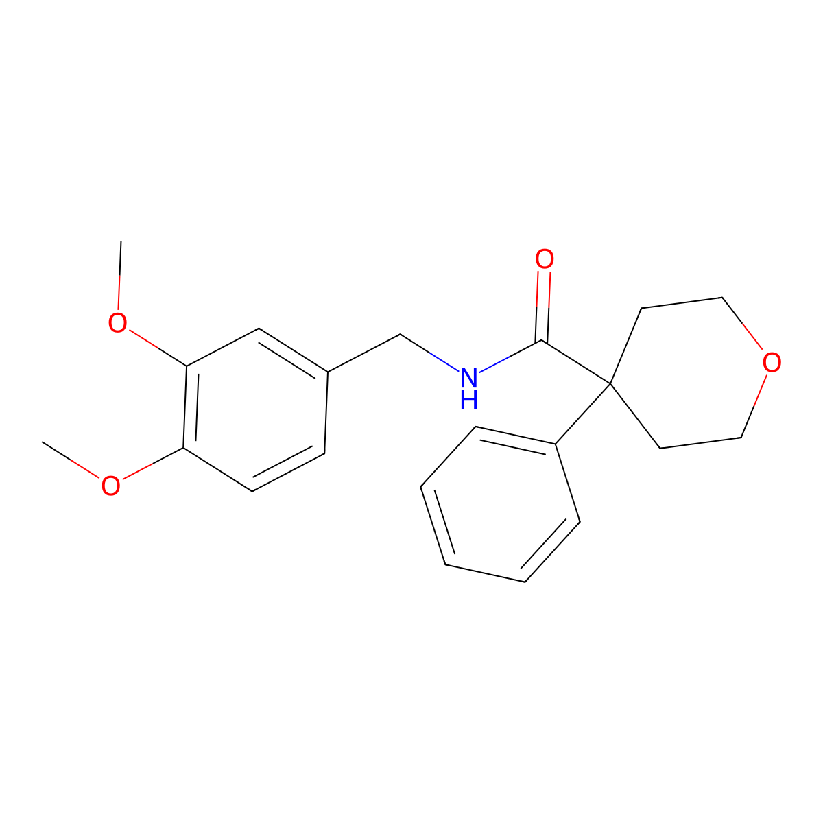 N-(3,4-dimethoxybenzyl)-4-phenyltetrahydro-2H-pyran-4-carboxamide molecular structure, CAS 1324059-57-5