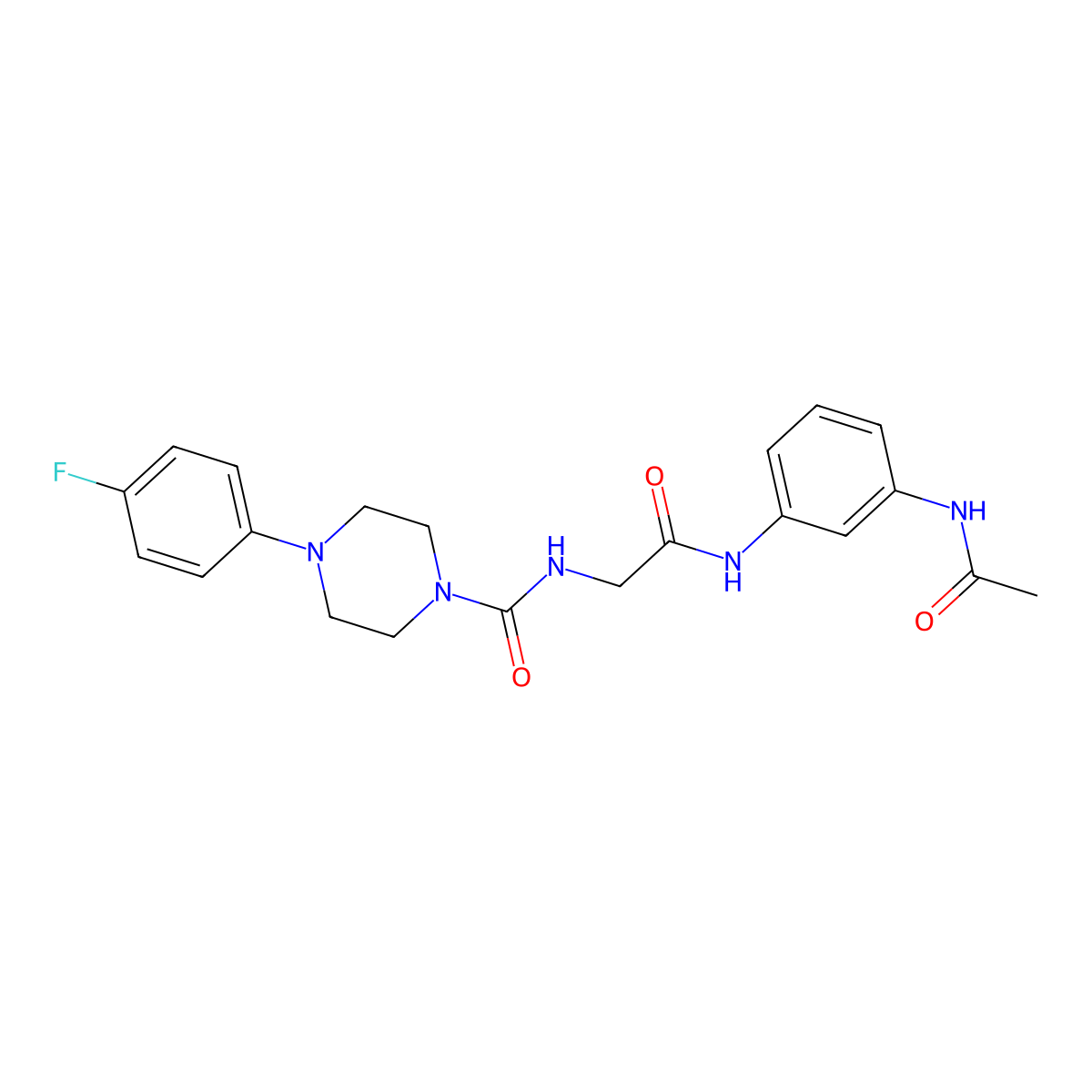 N-(2-{[3-(acetylamino)phenyl]amino}-2-oxoethyl)-4-(4-fluorophenyl)piperazine-1-carboxamide molecular structure, CAS 1324059-59-7