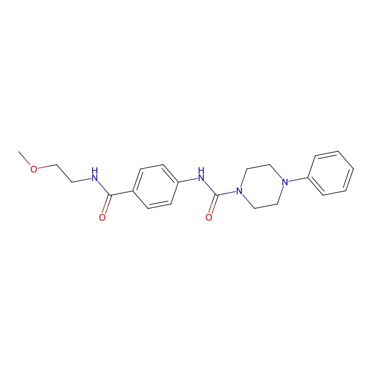 N-{4-[(2-methoxyethyl)carbamoyl]phenyl}-4-phenylpiperazine-1-carboxamide molecular structure, CAS 1324059-64-4
