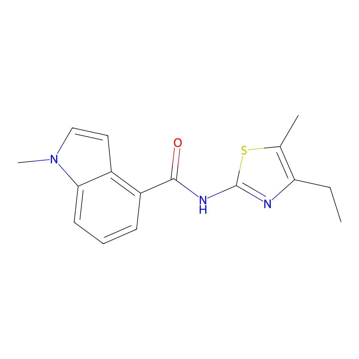 N-(4-ethyl-5-methylthiazol-2-yl)-1-methyl-1H-indole-4-carboxamide molecular structure, CAS 1324059-75-7