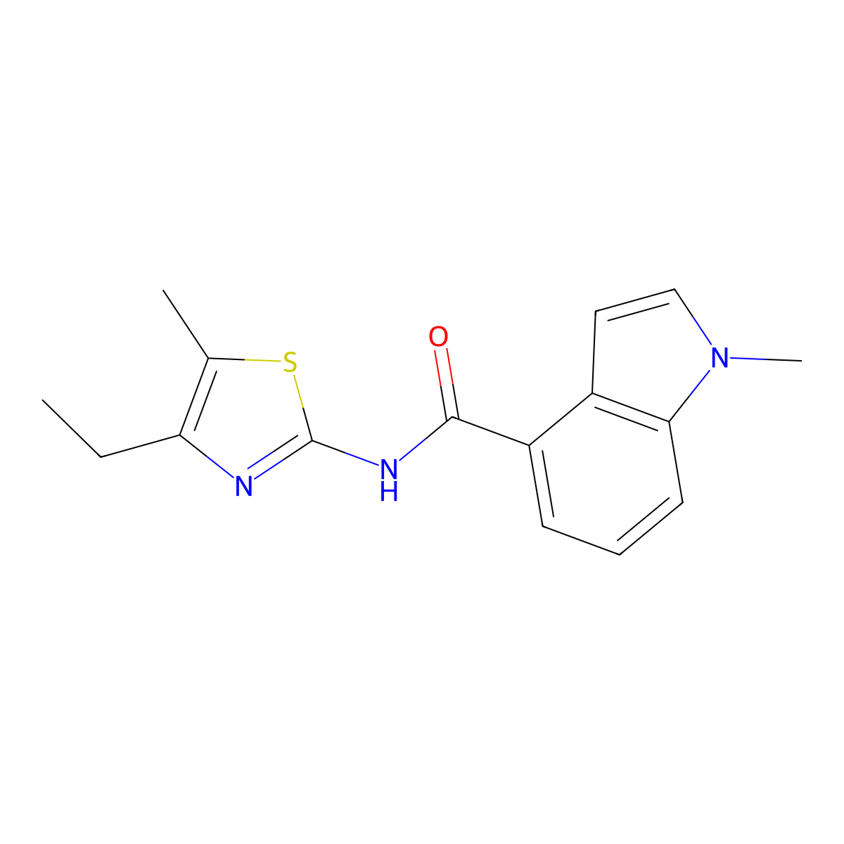 N-(4-ethyl-5-methylthiazol-2-yl)-1-methyl-1H-indole-4-carboxamide molecular structure, CAS 1324059-75-7