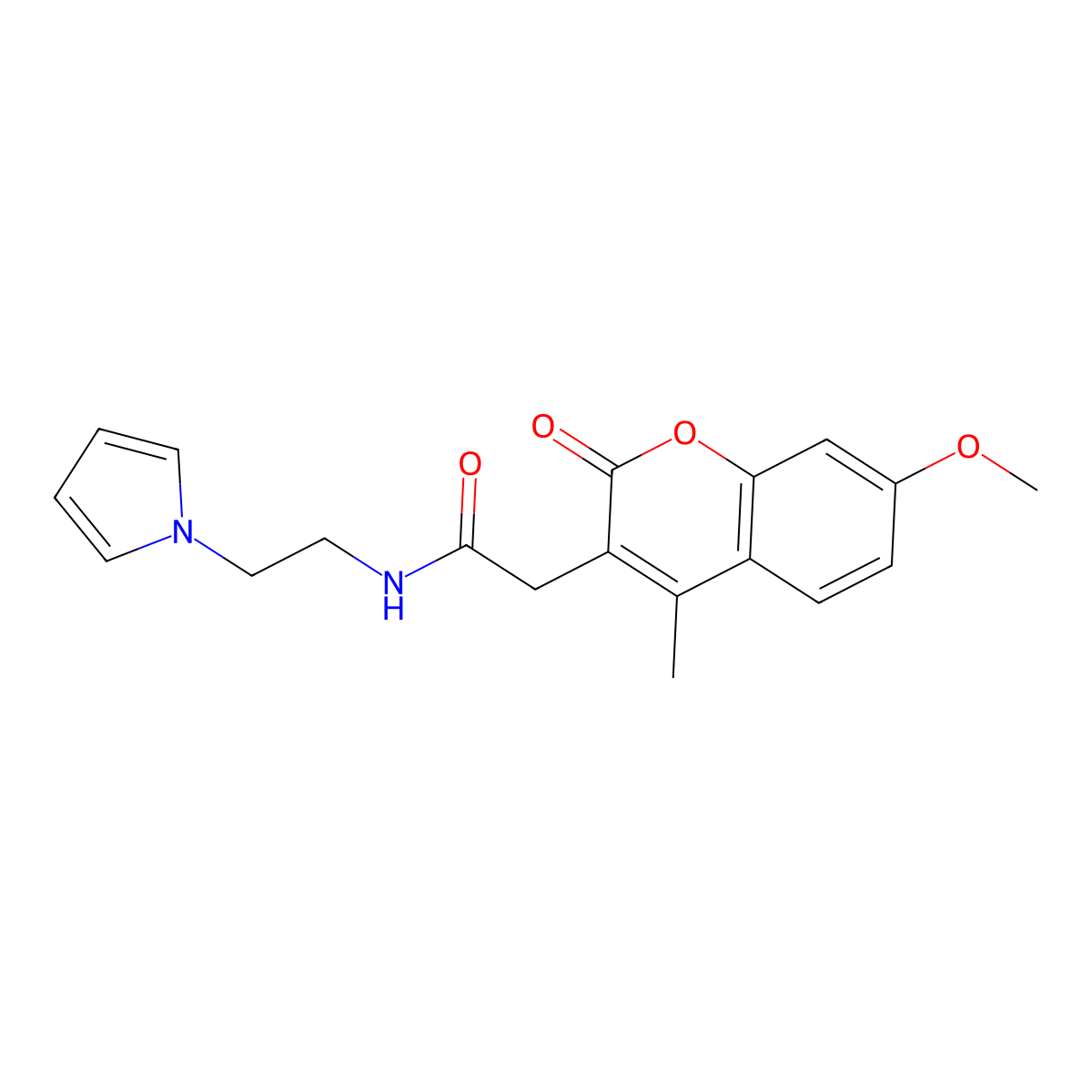 2-(7-methoxy-4-methyl-2-oxo-2H-chromen-3-yl)-N-[2-(1H-pyrrol-1-yl)ethyl]acetamide molecular structure, CAS 1324059-78-0