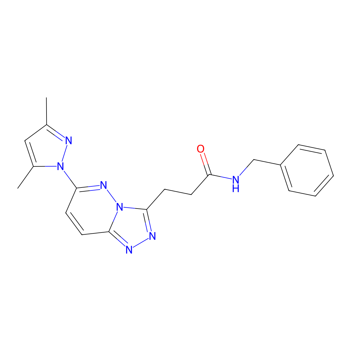 N-benzyl-3-[6-(3,5-dimethyl-1H-pyrazol-1-yl)[1,2,4]triazolo[4,3-b]pyridazin-3-yl]propanamide molecular structure, CAS 1324059-79-1