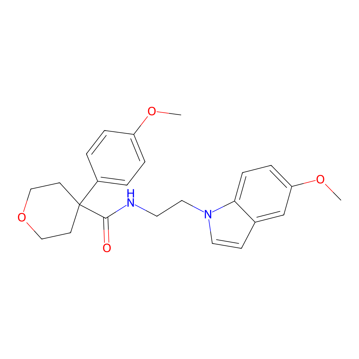 N-[2-(5-methoxy-1H-indol-1-yl)ethyl]-4-(4-methoxyphenyl)tetrahydro-2H-pyran-4-carboxamide molecular structure, CAS 1324059-80-4