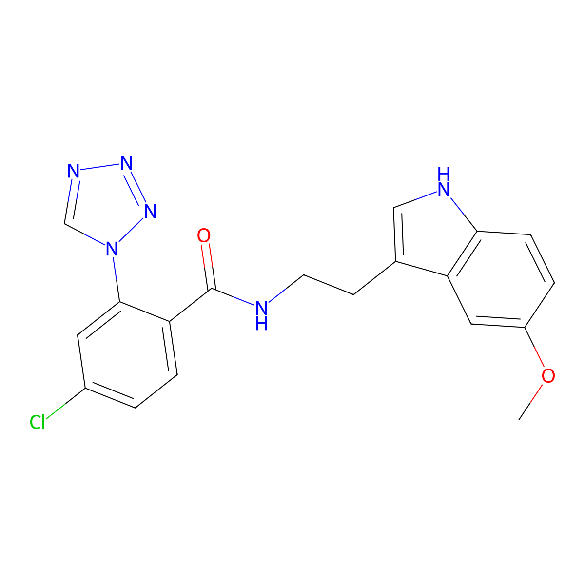 4-chloro-N-[2-(5-methoxy-1H-indol-3-yl)ethyl]-2-(1H-1,2,3,4-tetraazol-1-yl)benzamide molecular structure, CAS 1324059-81-5