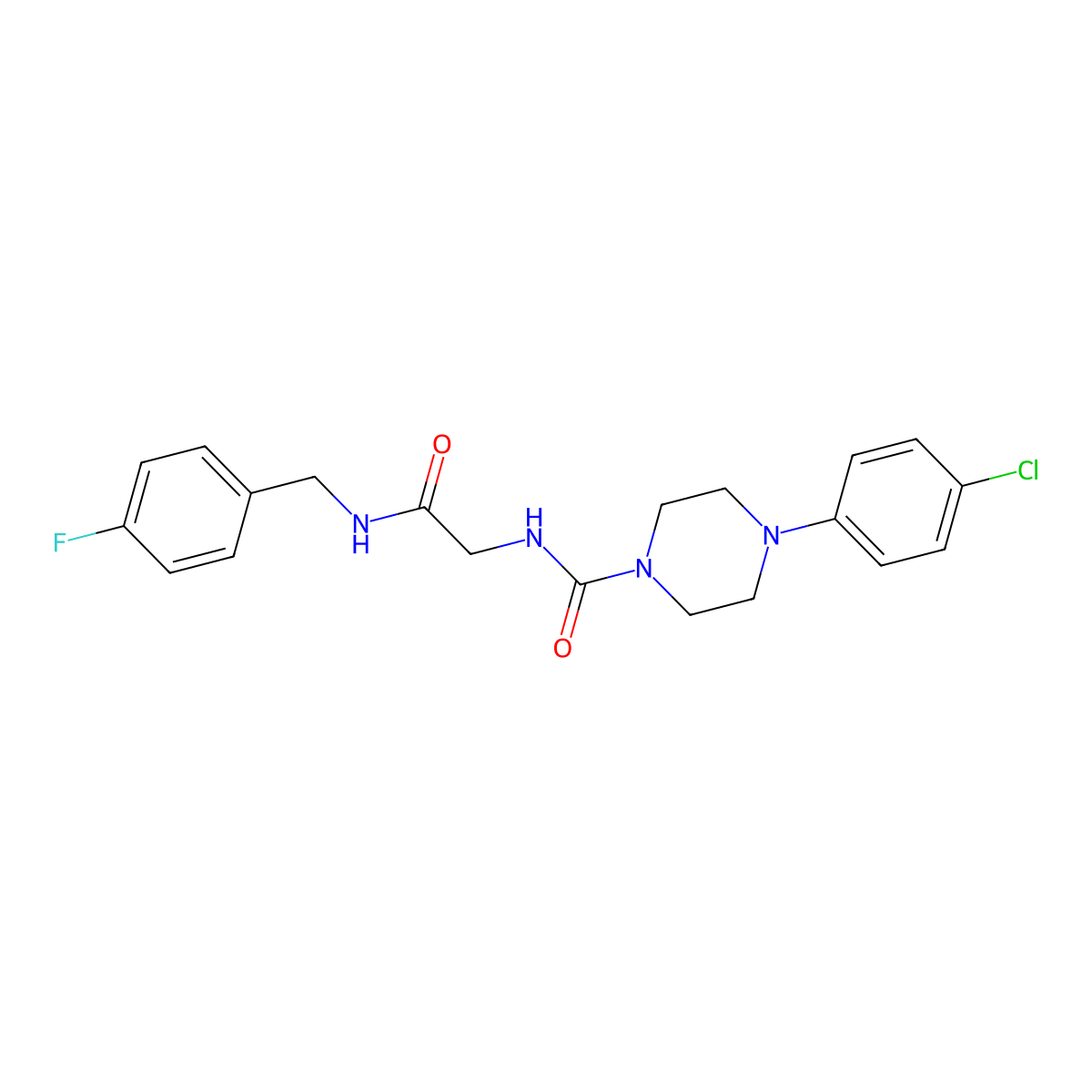 4-(4-chlorophenyl)-N-{2-[(4-fluorobenzyl)amino]-2-oxoethyl}piperazine-1-carboxamide molecular structure, CAS 1324059-84-8