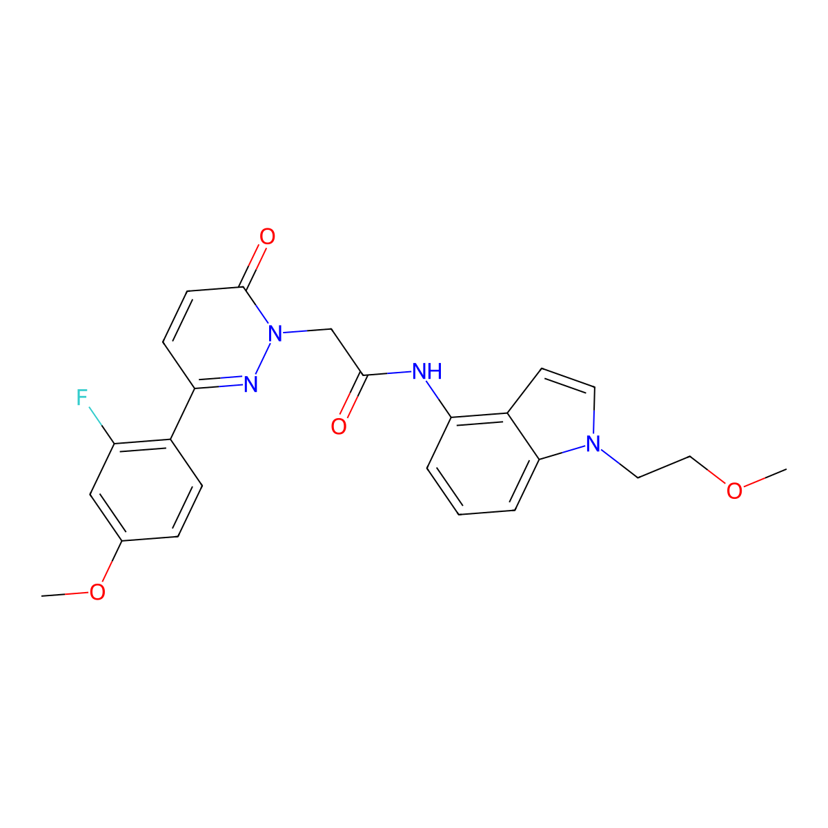 2-[3-(2-fluoro-4-methoxyphenyl)-6-oxopyridazin-1(6H)-yl]-N-[1-(2-methoxyethyl)-1H-indol-4-yl]acetamide molecular structure, CAS 1324059-86-0