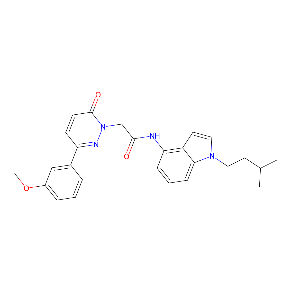 2-[3-(3-methoxyphenyl)-6-oxopyridazin-1(6H)-yl]-N-[1-(3-methylbutyl)-1H-indol-4-yl]acetamide molecular structure, CAS 1324059-89-3