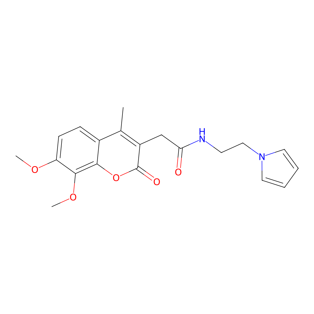 2-(7,8-dimethoxy-4-methyl-2-oxo-2H-chromen-3-yl)-N-[2-(1H-pyrrol-1-yl)ethyl]acetamide molecular structure, CAS 1324060-20-9