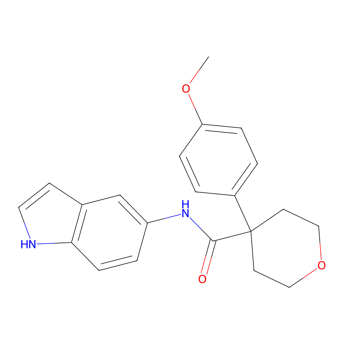 N-(1H-indol-5-yl)-4-(4-methoxyphenyl)tetrahydro-2H-pyran-4-carboxamide molecular structure, CAS 1324060-26-5