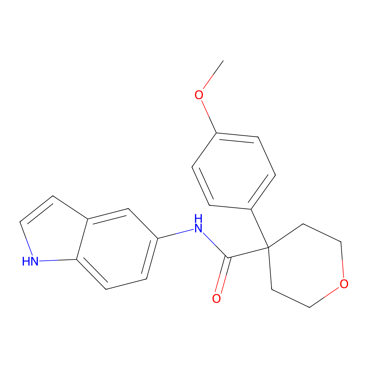 N-(1H-indol-5-yl)-4-(4-methoxyphenyl)tetrahydro-2H-pyran-4-carboxamide molecular structure, CAS 1324060-26-5