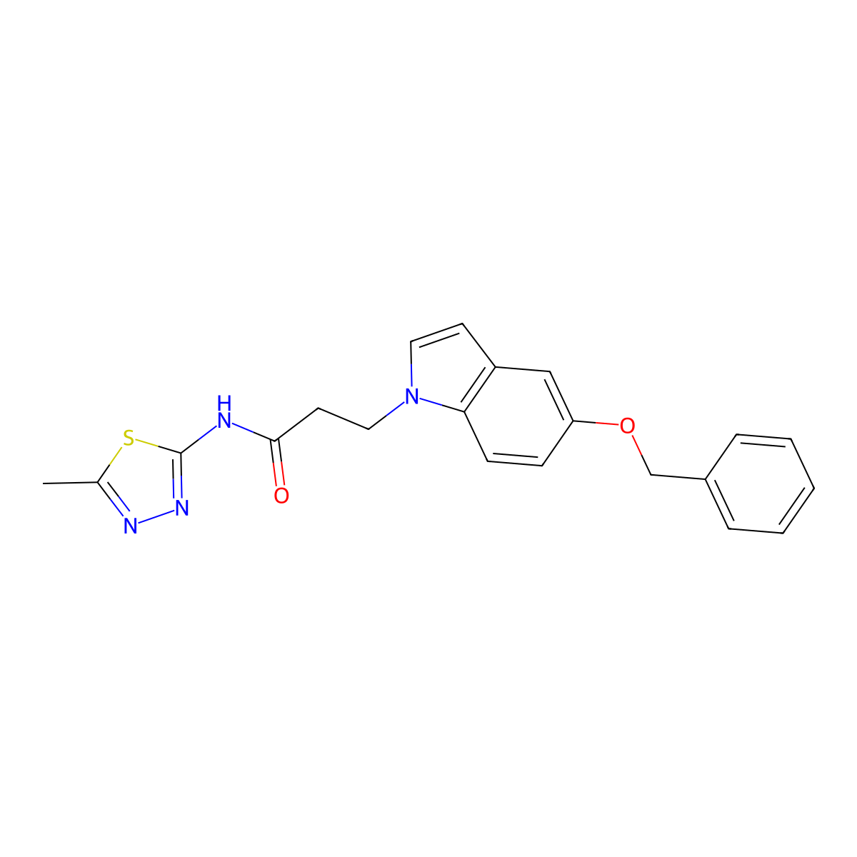3-(5-(benzyloxy)-1H-indol-1-yl)-N-(5-methyl-1,3,4-thiadiazol-2-yl)propanamide molecular structure, CAS 1324060-39-0
