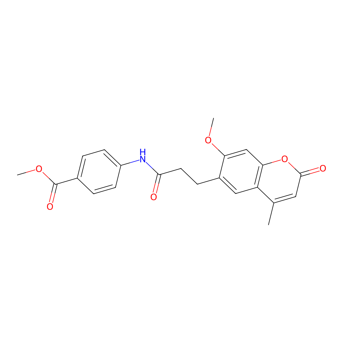 methyl 4-{[3-(7-methoxy-4-methyl-2-oxo-2H-chromen-6-yl)propanoyl]amino}benzoate molecular structure, CAS 1324060-44-7