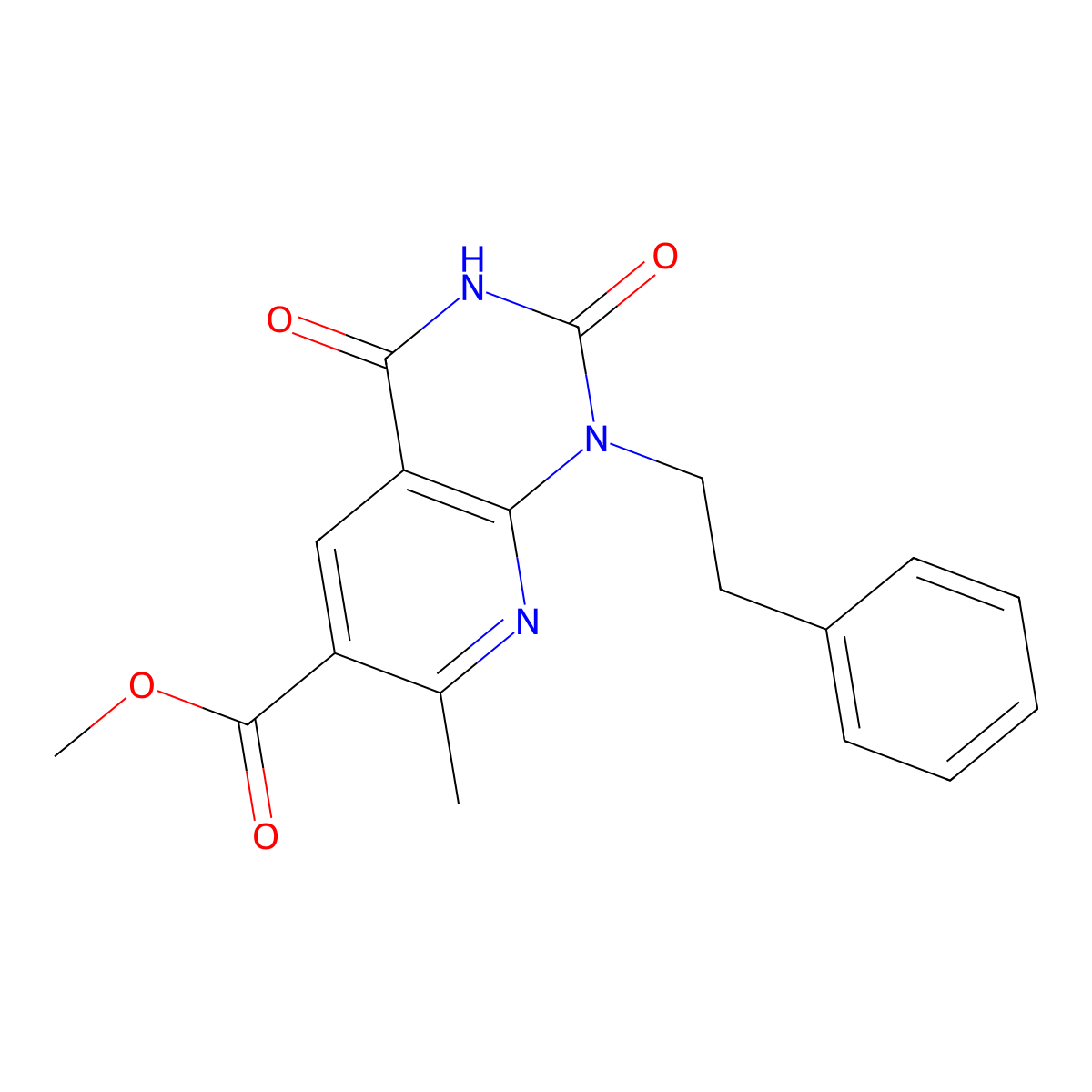 Methyl 7-methyl-2,4-dioxo-1-(2-phenylethyl)-1,2,3,4-tetrahydropyrido[2,3-d]pyrimidine-6-carboxylate molecular structure, CAS 1324060-47-0