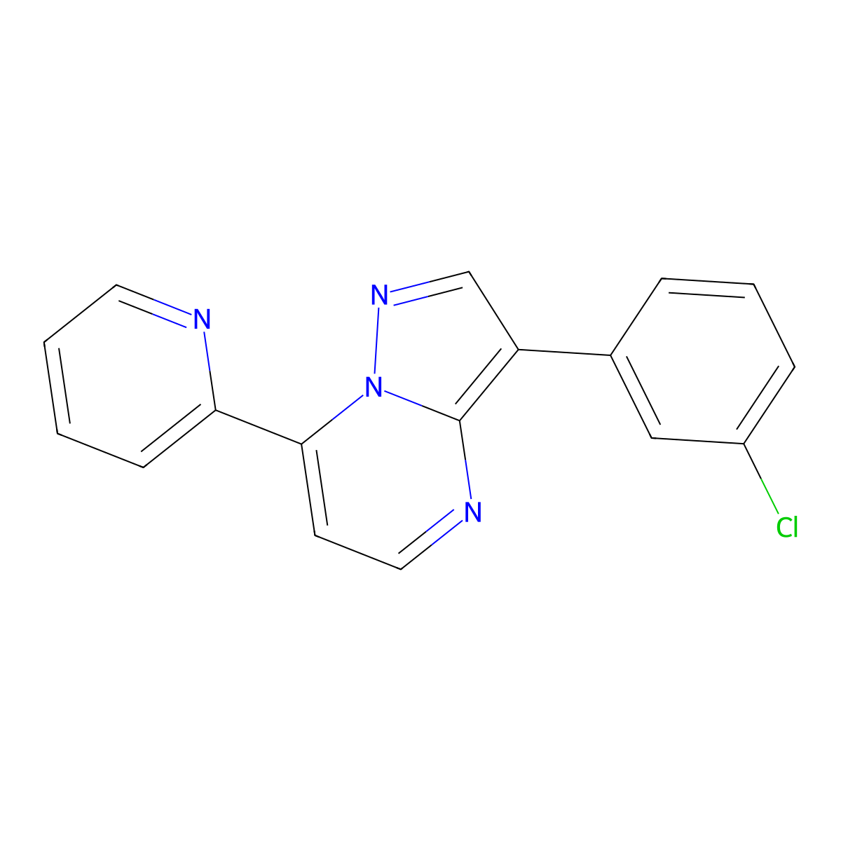 3-(3-Chlorophenyl)-7-(2-pyridyl)pyrazolo[1,5-a]pyrimidine molecular structure, CAS 1324060-48-1