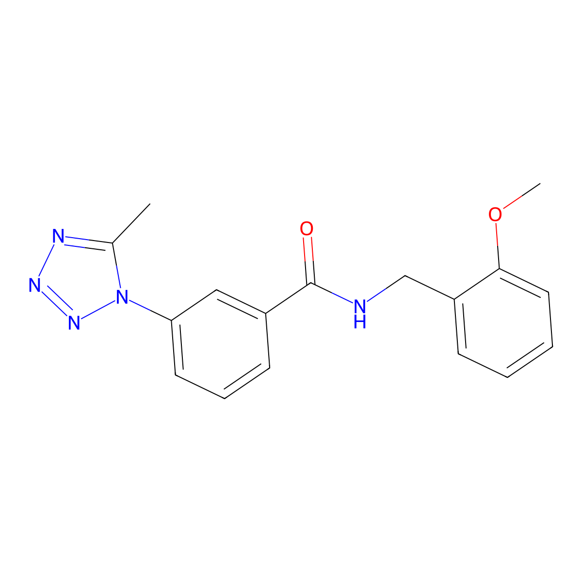 N-(2-methoxybenzyl)-3-(5-methyl-1H-tetrazol-1-yl)benzamide molecular structure, CAS 1324060-56-1