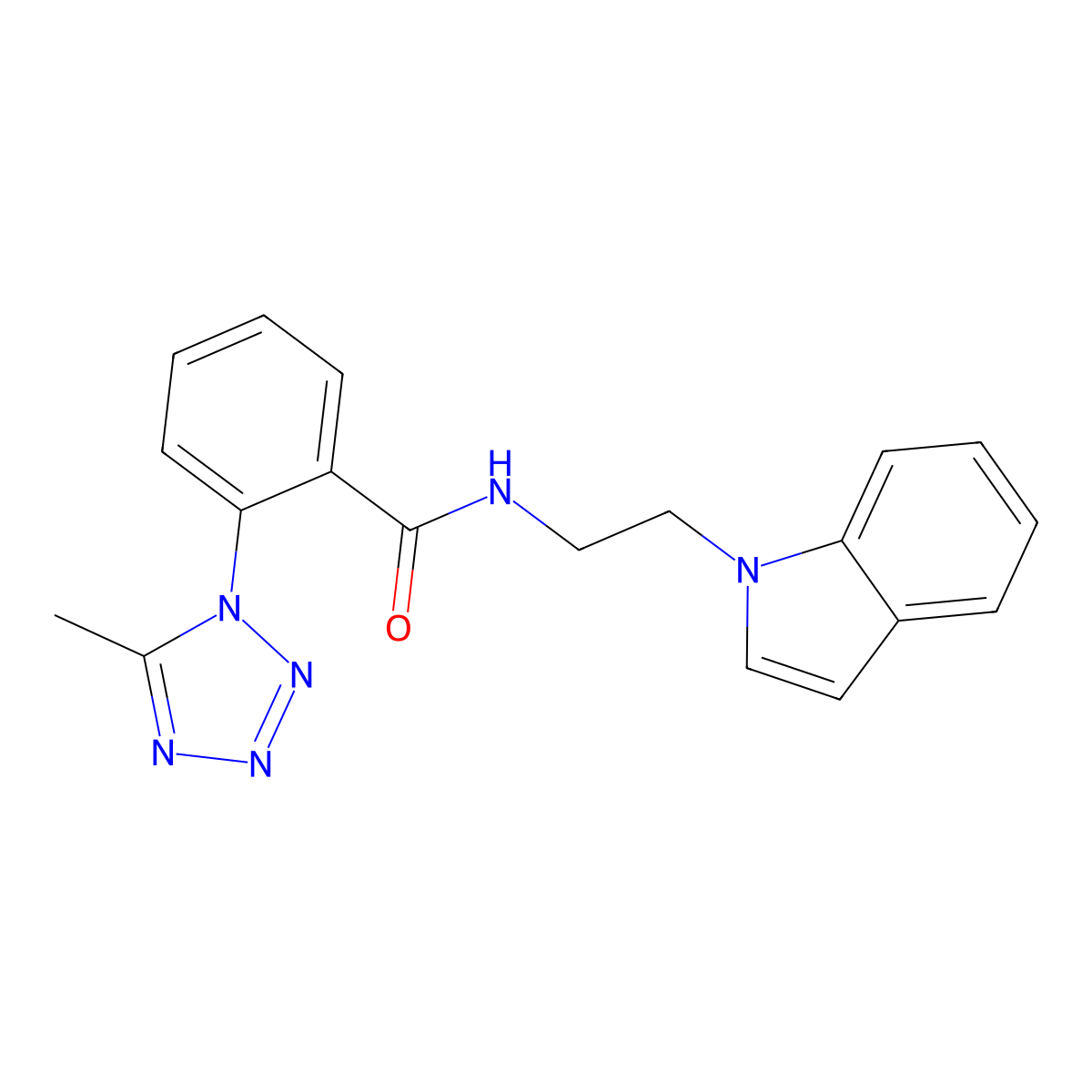 N-[2-(1H-indol-1-yl)ethyl]-2-(5-methyl-1H-tetrazol-1-yl)benzamide molecular structure, CAS 1324060-64-1