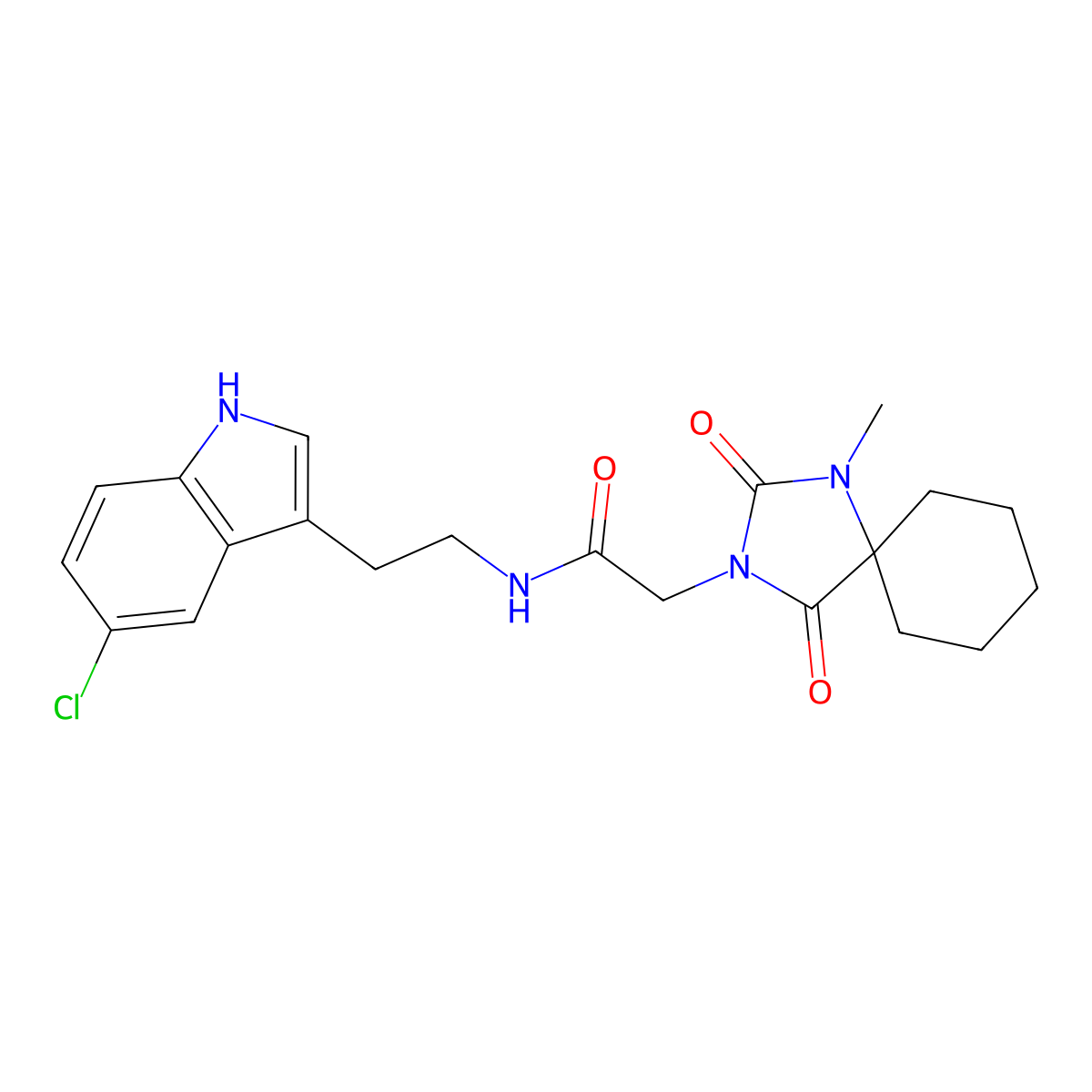 N-[2-(5-chloro-1H-indol-3-yl)ethyl]-2-(1-methyl-2,4-dioxo-1,3-diazaspiro[4.5]dec-3-yl)acetamide molecular structure, CAS 1324060-65-2