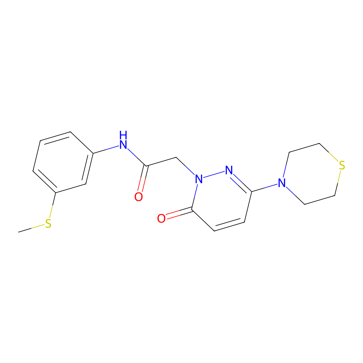 N-(3-(methylthio)phenyl)-2-(6-oxo-3-thiomorpholinopyridazin-1(6H)-yl)acetamide molecular structure, CAS 1324060-90-3